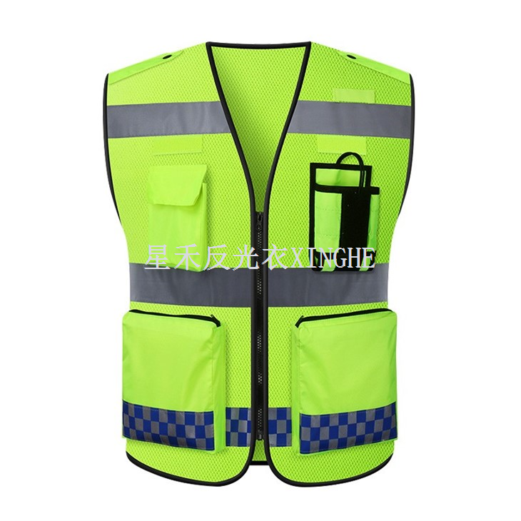 Jaket Keselamatan Keterlihatan Tinggi Kelas 2 Jingga Dengan 10 Poket